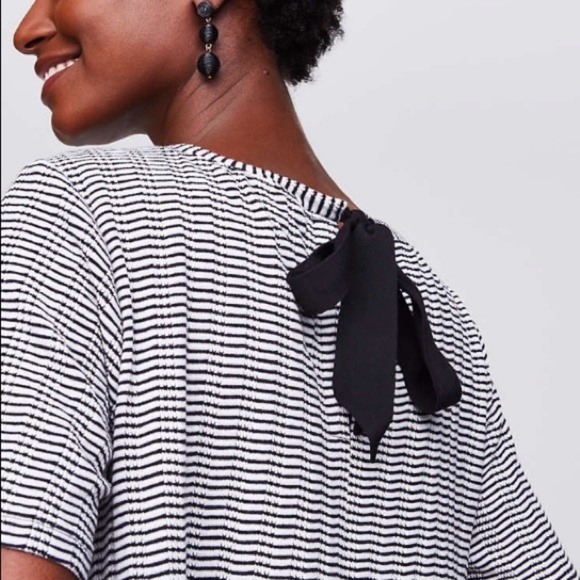 LOFT black and white stripe swing bow-back dress - Picture 2 of 8